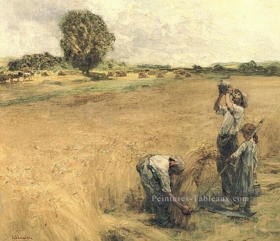 Moissonneur buvant à la gourde ou la Soif scènes rurales paysan Léon Augustin Lhermitte Peintures à l'huile